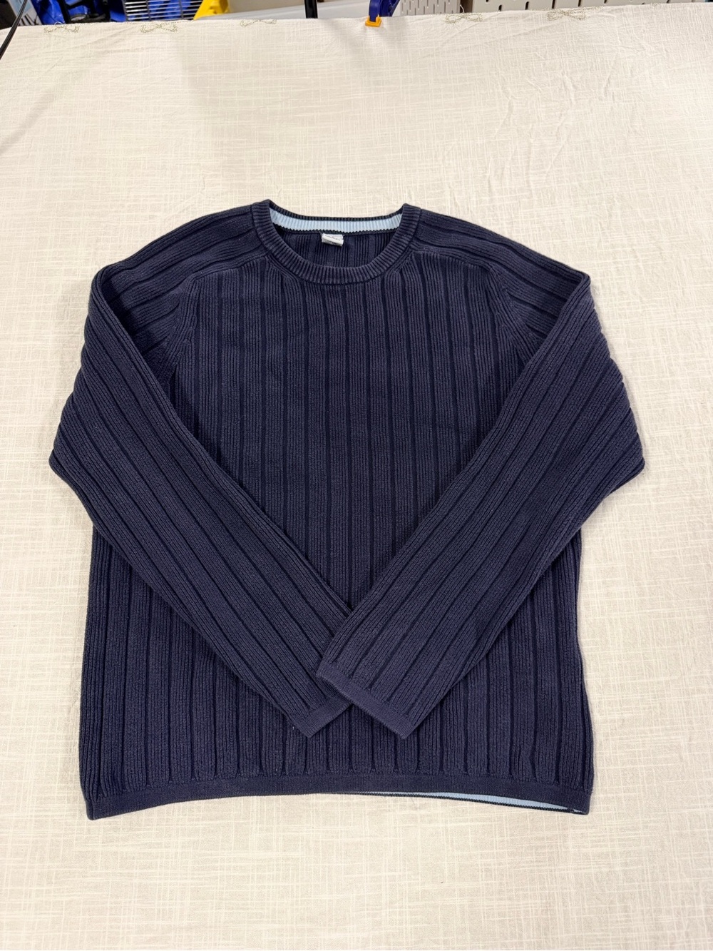 GAP Men's Dark Navy Rib-Knit Crewneck Sweater